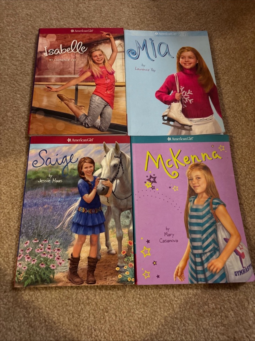 Lot of 4 American Girl Book Lot - Isabelle, Mia, Saige, McKenna - all book #1